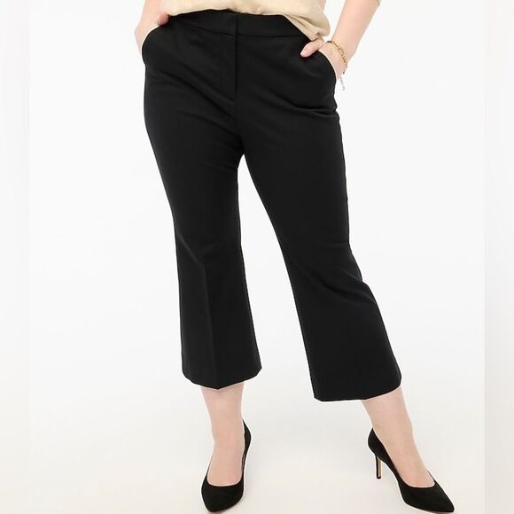 J Crew Factory Kelsey Flare Pant Size 12 Black Cropped Stretch Office Minimalist - Picture 2 of 11